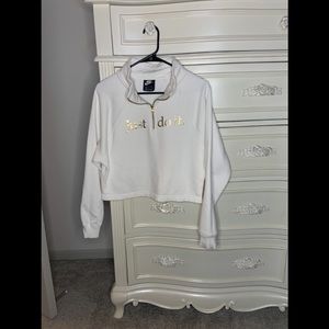 White Nike Crop Sweater